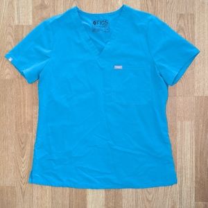 Figs, scrub top, teal, M